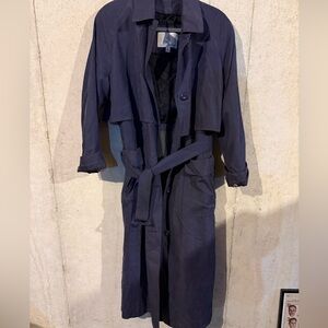 London Fog Lined Navy Cape Trench Coat
